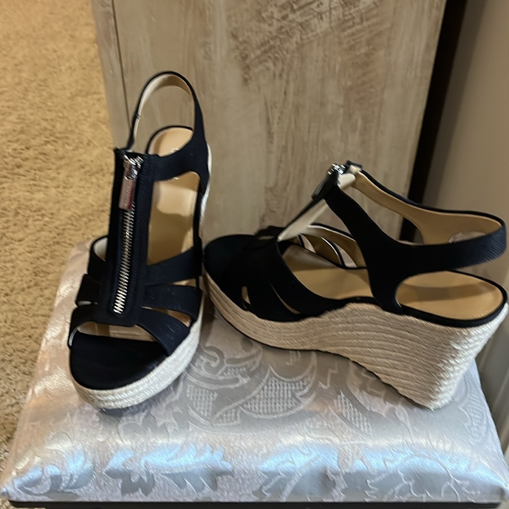 Michael Kors Berkley Wedge Canvas Sandal